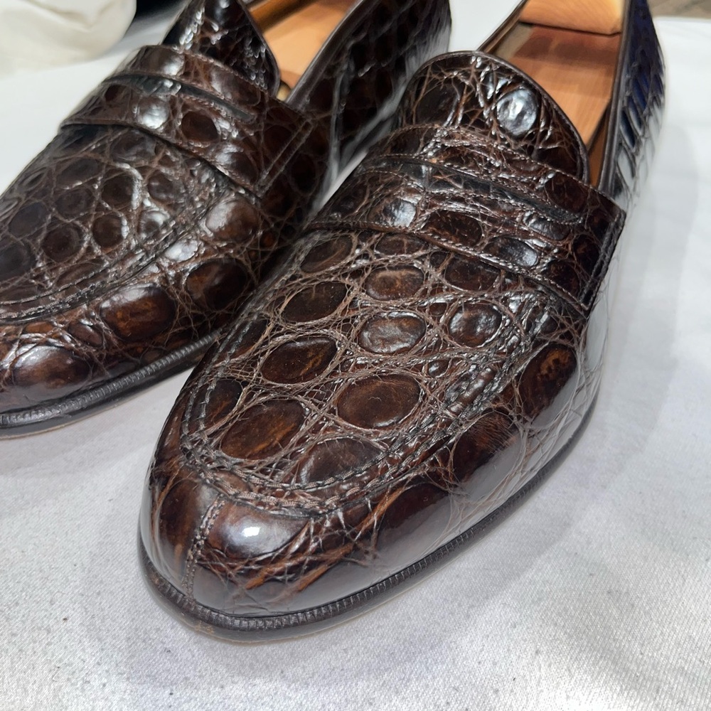 Men's Brown Crocodile Leather Loafers